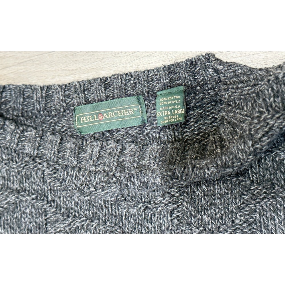 Vintage Hill & Archer Sweater Mens XL Wool Blend Made in USA Pullover 90s Gray - Picture 3 of 8